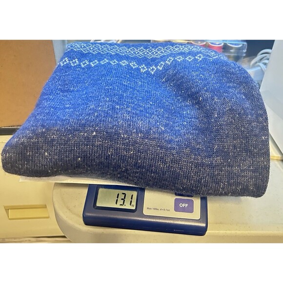 Save Khaki Mens XL Wool  Linen Blue Fair Isle Sweater - Picture 9 of 9